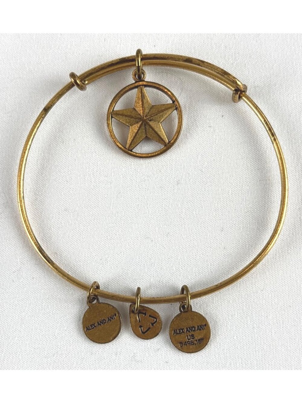 Alex and Ani 2014 Vintage Celestial Star Bangle Bracelet GoldTone Stackable Boho